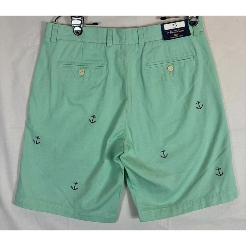 Vineyard Vines Classic Fit 9” Breaker Shorts Green Nautical Men’s 33” NWT